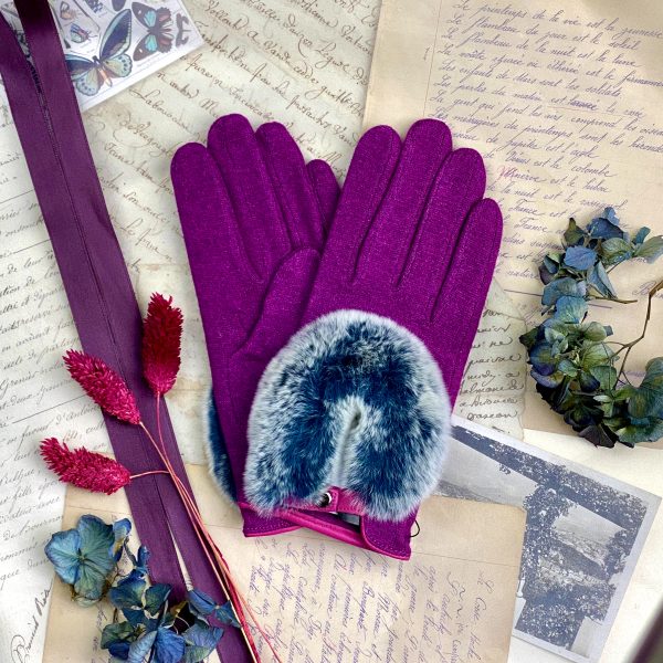gants laine FUCHSIA PETROL de la marque BROKANTE