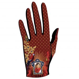 gants empiecements cuir pour femme rouge