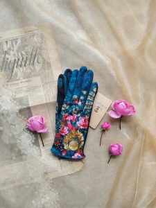 gants empiècement cuir pour femme vert
