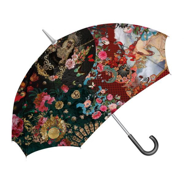 parapluie vert et rose