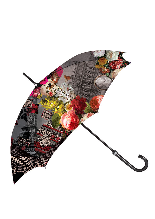 parapluie gris et rose