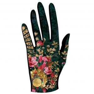 gants empiècement cuir pour femme vert