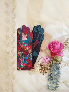 gants empiecements cuir pour femme rouge