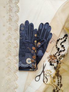 gants empiecements cuir pour femme noir