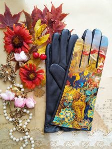 gants paume cuir pour femme jaune