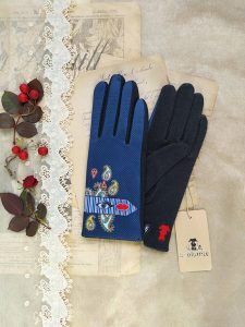 gants paume laine pour femme bleu