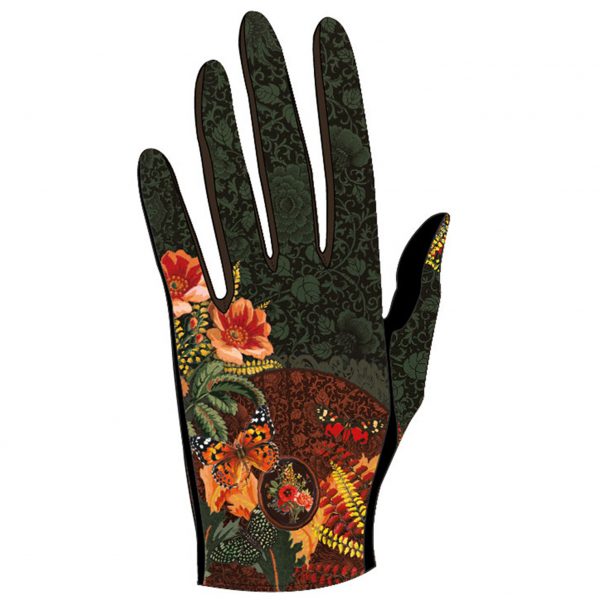 gants empiecements cuir pour femme vert et rouge