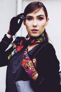 gants empiecements cuir pour femme rouge