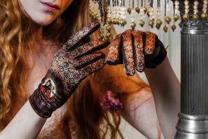gants empiecements cuir pour femme marron