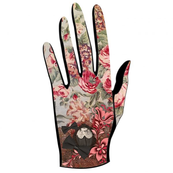 gants empiecements cuir pour femme blanc et rose