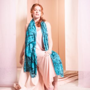 grande écharpe cachemire unie TURQUOISE