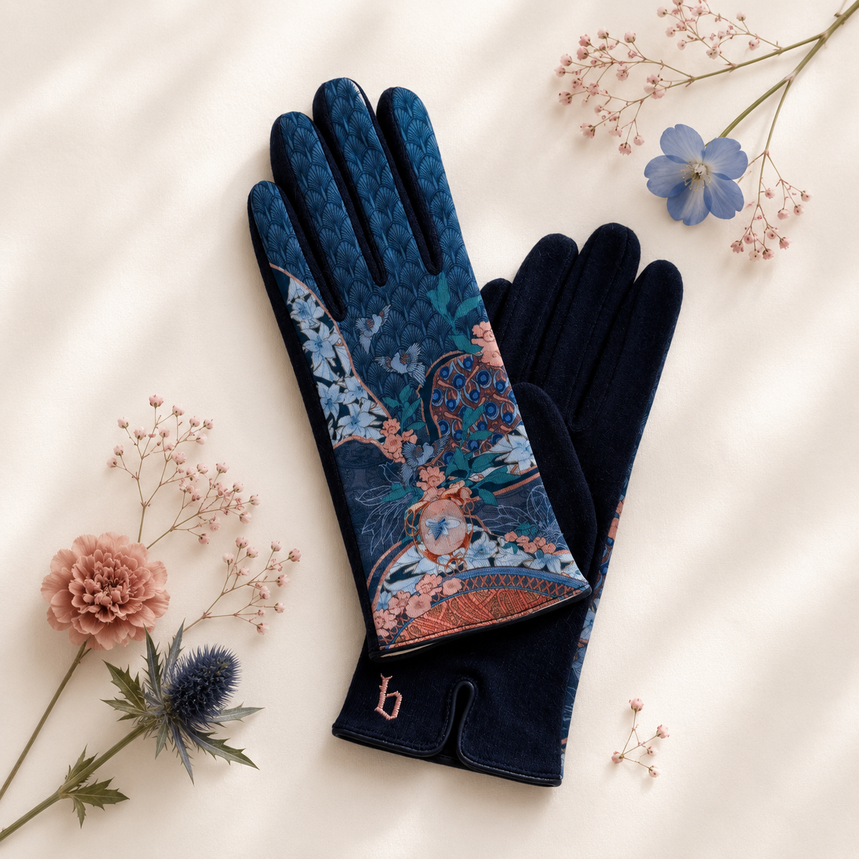 gants laine LYS INDIGO