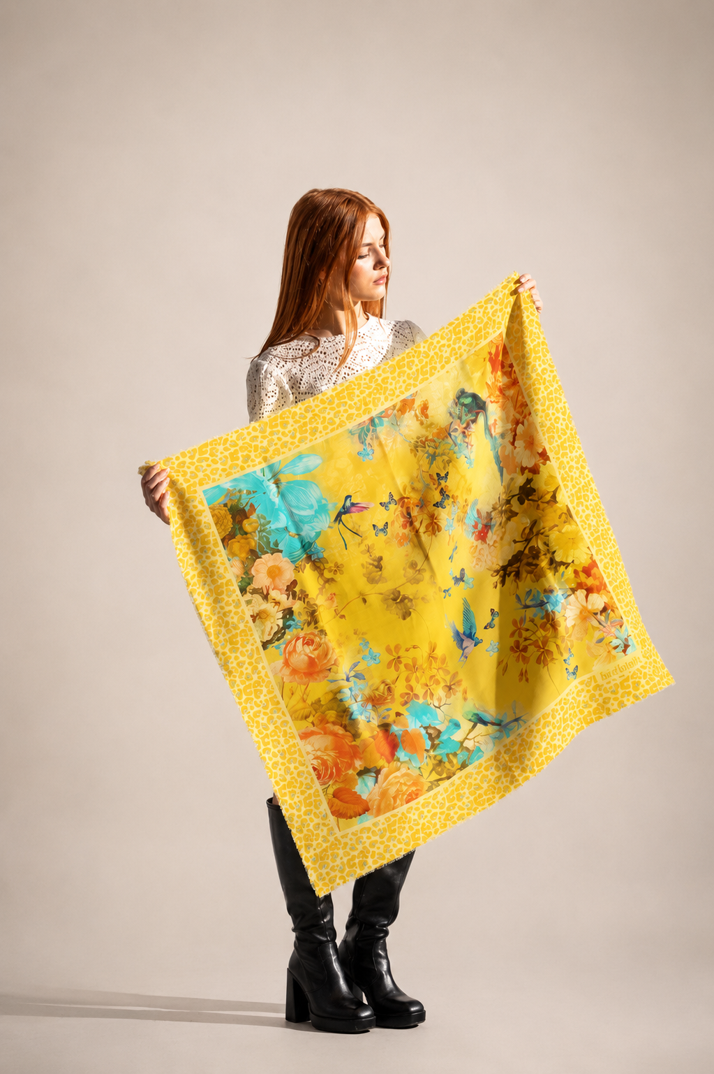 carré cachemire ROSALIA OR 90x90cm