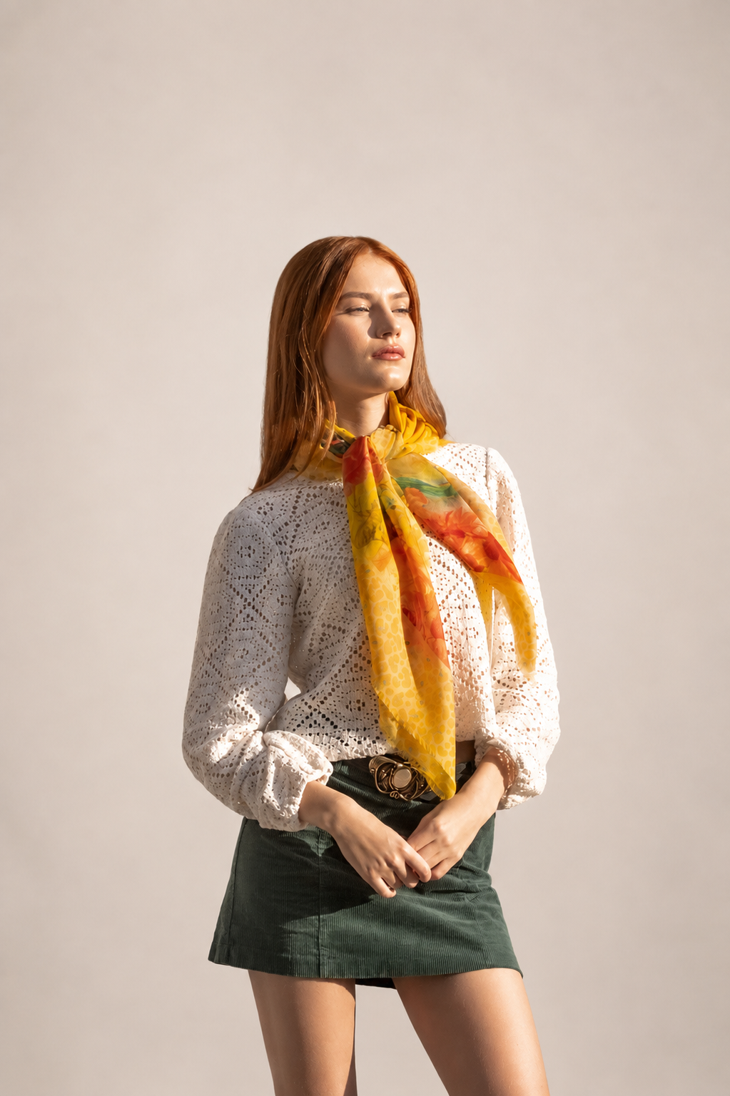 carré cachemire ROSALIA OR 90x90cm – Image 3