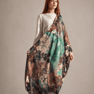 grande écharpe cachemire CAMÉLIA TURQUOISE