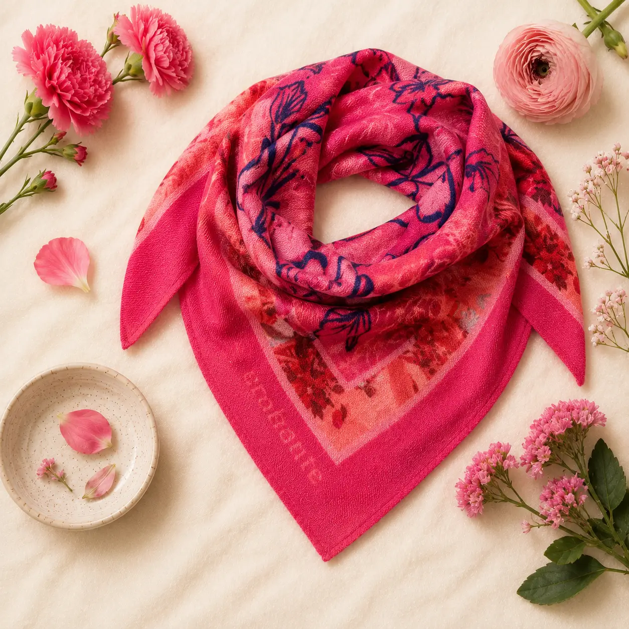 bandana MARGOT DES ALIZES ROSE 60x60 cm