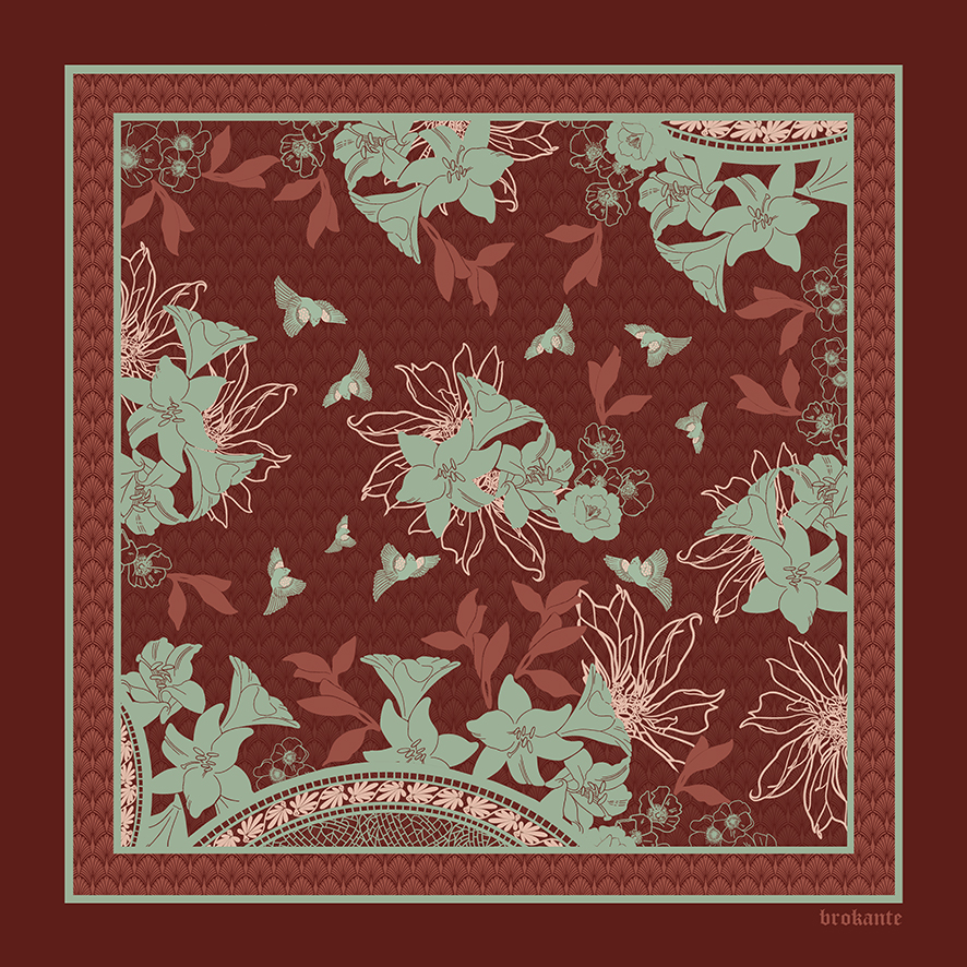 carré cachemire ROUGE AMANDE 60x60 cm – Image 3